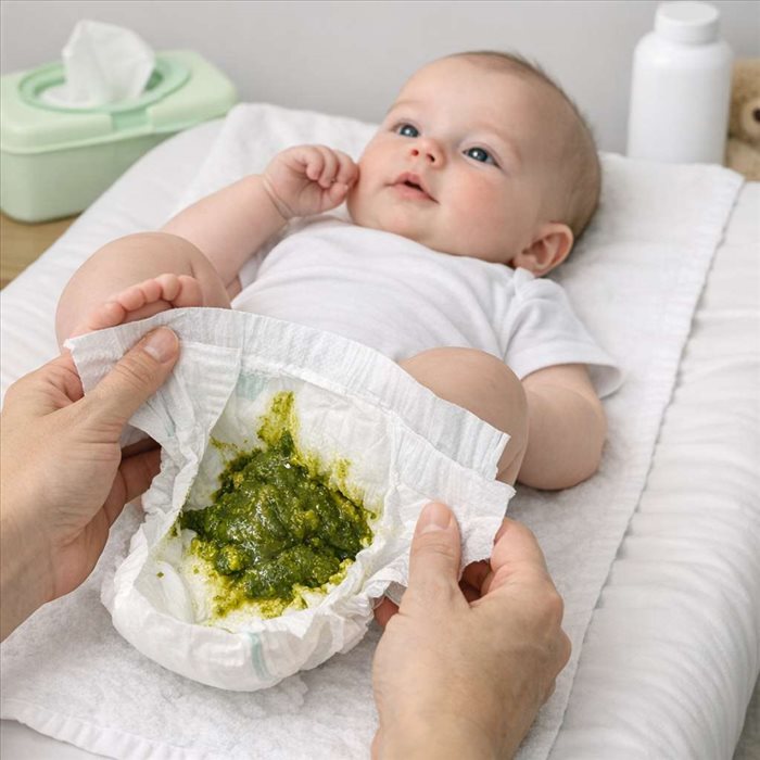 Selles vertes chez bébé : causes, signes et quand s’inquiéter