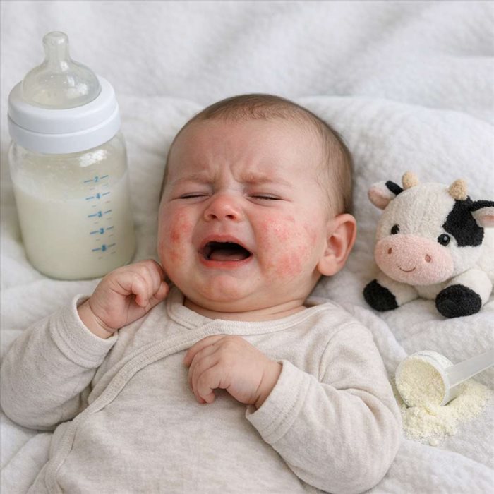 Allergie aux protéines de lait chez bébé : reconnaître les signes
